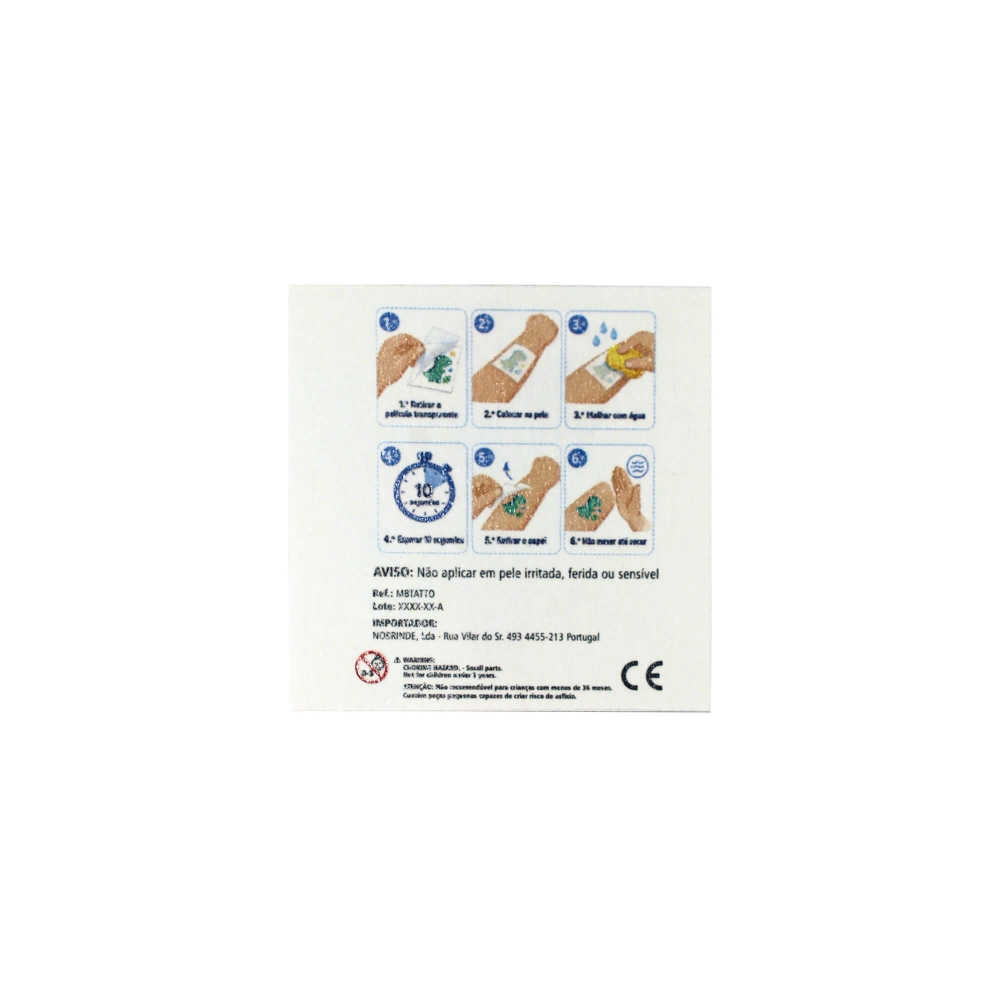 CARTELA 3 TATTOOS 4X4CM C/ EMBALAGEM PERSONALIZ�VEL