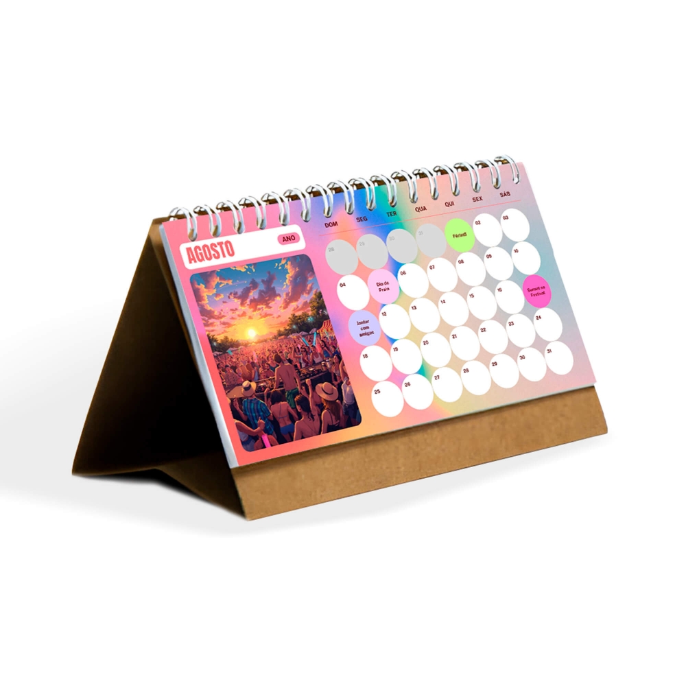 CALEND�RIO DE MESA M�DIO ECO 14CM 13 FOLHAS PERSONALIZ�VEL