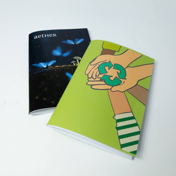 BLOC A5 COUSU � PARTIR DE PAPIER RECYCL� PERSONNALISABLE